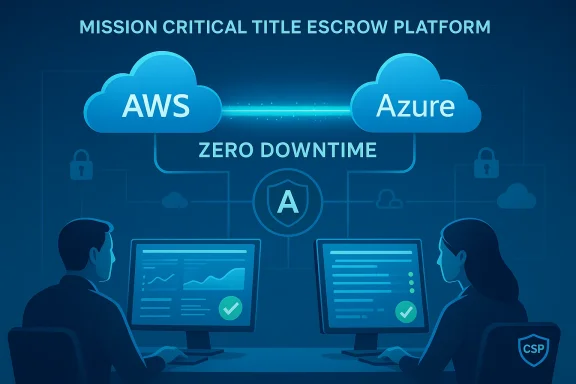 Mission-critical cloud title escrow platform linking AWS and Azure with zero downtime.