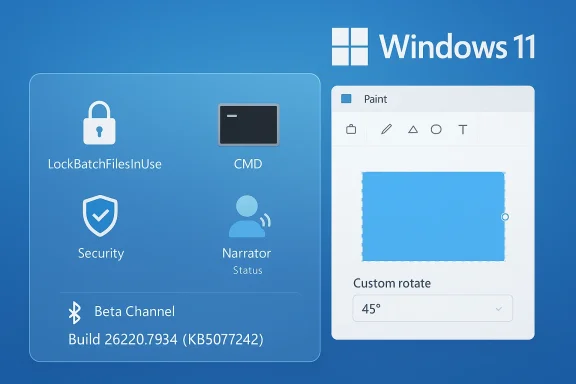 Windows 11 blue UI featuring a floating panel of tools and a Paint window.