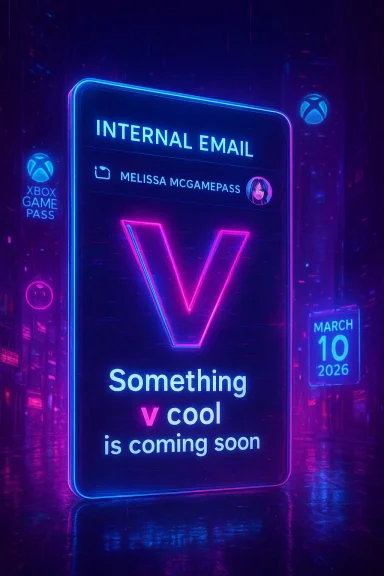 Neon cyberpunk phone billboard displaying a glowing V with 'Something V cool is coming soon.'