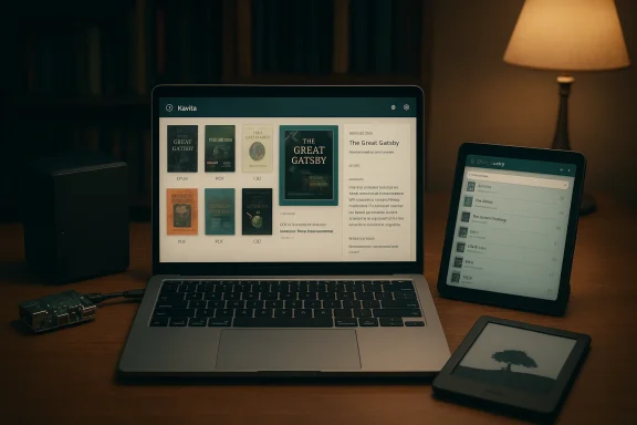 Laptop displays an online library of book covers, featuring The Great Gatsby.