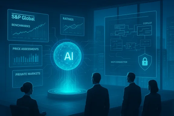 A futuristic AI hub with holographic screens showing financial data and charts.