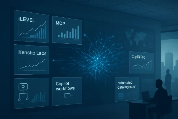 Blue-toned high-tech dashboard wall with interconnected analytics panels and a person at a desk.