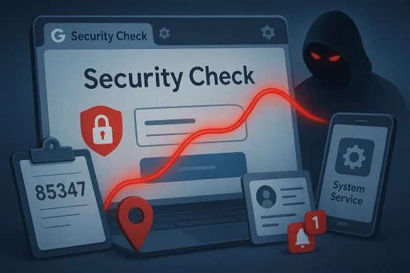 A hooded hacker lurks behind a Security Check screen, tracing a red data path across devices.