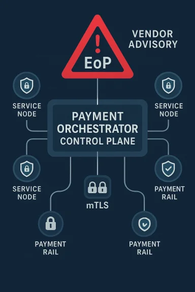 Diagram of a Payment Orchestrator Control Plane with security nodes and mTLS.