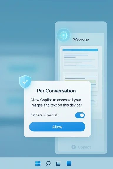 Per Conversation consent dialog asking to let Copilot access all images and text on this device.