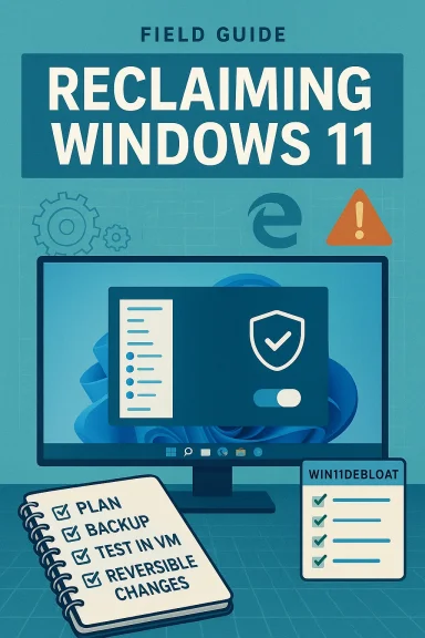 Field guide: Reclaiming Windows 11 with backup, VM testing, and debloat checklists.