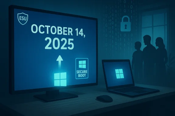 October 14, 2025: Windows Secure Boot displayed on a desk setup.