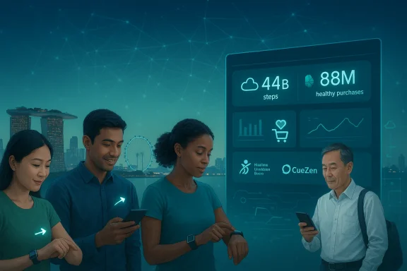Diverse professionals view wearable health data on a large digital dashboard.