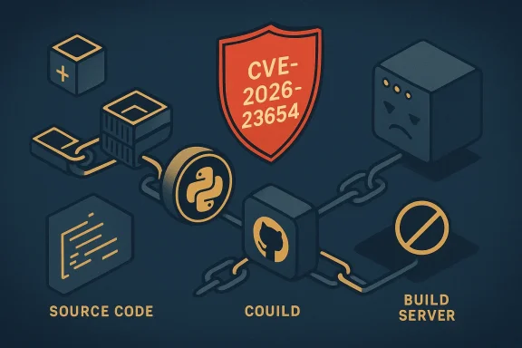 CVE-2026-23654 highlights a software supply-chain risk from source code to the build server.