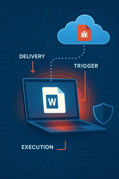 Malicious document from the cloud triggers execution on a laptop.