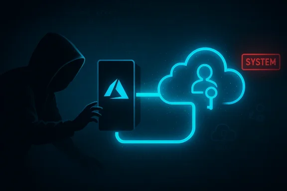A hooded hacker taps into a neon cloud system.