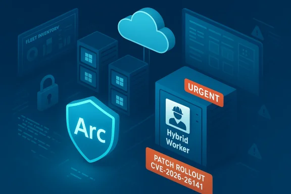 Urgent patch rollout for Arc Hybrid Worker (CVE-2026-26141) in cloud infrastructure.