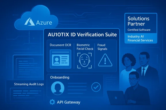 Azure cloud-based AU101TX ID Verification Suite with document OCR, biometric facial check, and fraud signals.