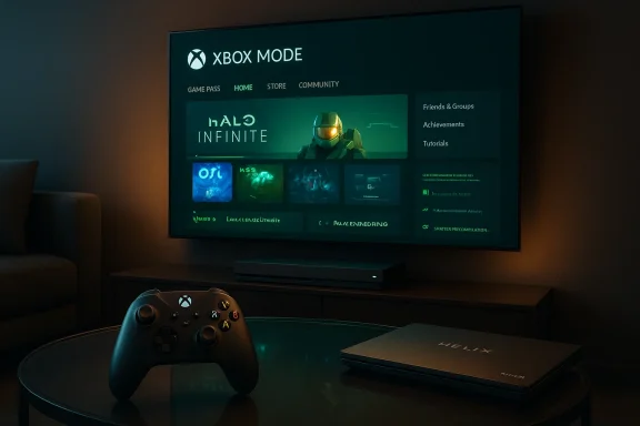 Cozy living room with a TV showing Xbox Mode and Halo Infinite, a console on the stand and a controller on the table.