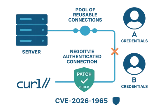 Green PATCH shield with a checkmark indicating a successful security patch on a network connection.