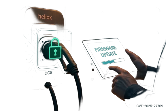 A neon padlock glows at a charging port as a screen displays 'FIRMWARE UPDATE'.