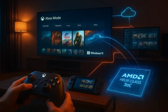 Gamer uses an Xbox controller to play on a large screen with Windows 11 Xbox Mode and glowing neon visuals. Gamer uses an Xbox controller to play on a large screen with Windows 11 Xbox Mode and glowing neon visuals.