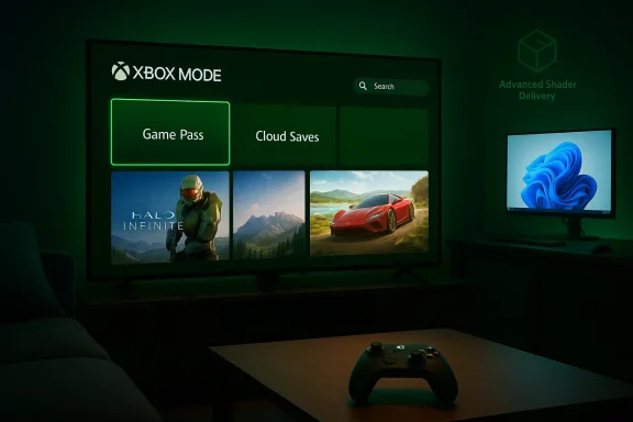 Dim gaming room with Xbox screen showing Game Pass, Cloud Saves, Halo Infinite, and a red sports car. Dim gaming room with Xbox screen showing Game Pass, Cloud Saves, Halo Infinite, and a red sports car.