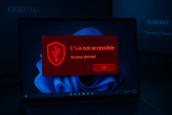 Red warning dialog on a laptop: “CA is not accessible”; Access denied.