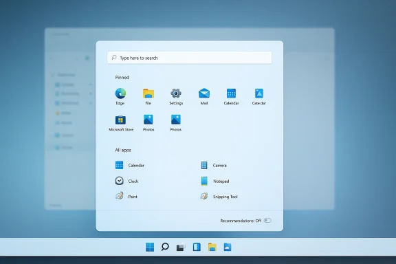 Windows Start menu showing pinned apps and search bar on a desktop screen.