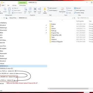 Diskene vises 2 ganger i utforskeren.webp