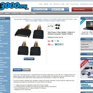 Sata Power 3 Way Splitter 1 Male to 3 Female Connector Cables.webp