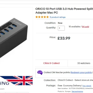 ORICO 10 Port USB 3.0 Hub Powered Splitter w 5Gbps Cable & Power Adapter.webp